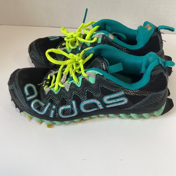 Adidas vigor trail running shoes size 6 black and teal sneakers - Picture 3 of 8